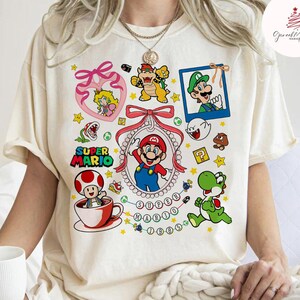 Coquette Bow Bracelets Super Mario Shirt, Super Mario Luigi Princess Peach Birthday Girl, Birthday Boy, Super Mario Family Party Matching