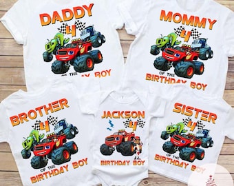 Personalized Custom Monster Truck Birthday Shirt, Blaze and the monster machines Birthday, Personalized Birthday Party Family Matching Shirt