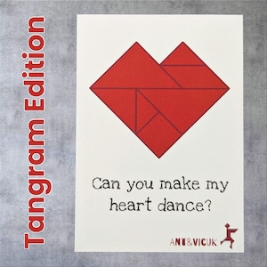 Carte postale Tangram Oeuvre d'art géométrique coeur A6 vierge - Modern Love Dance