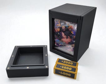 Caja magnética para mazos / Almacenamiento oculto y exhibición del líder / Compatible con el juego de cartas coleccionables de One Piece (OPTCG) / Incluye estuche y fichas de un solo toque