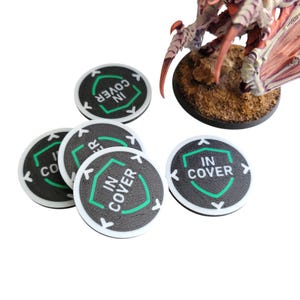 In Cover Tokens | Custom Universal Wargaming Marker | 3D Printed 3-Color Tabletop Token Set | Pick your Colors | 5 or 10 Pack