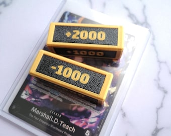 4-Sided Power Counter Tokens (Set of 2) | Compatible with One Piece TCG | Custom Colors 3D Printed Positive/Negative Markers | 1000–4000