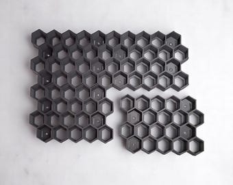Pro Acryl & Turbo Dork Compatible Modular Hex Paint Rack | Stick-on Wall Storage for 22ml bottles | 3D Printed Expandable Hobby Shelf