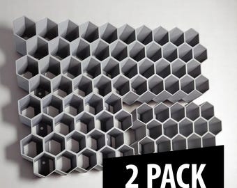 Paquete de 2 / Eternal, Intenze, Dynamic, Solid, Soporte hexagonal compatible con botellas de tinta para tatuajes de 2 oz - Capacidad para 20 unidades / Almacenamiento modular de pared / Se adapta a tamaños de 32 mm a 33 mm