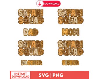 Safari Squad SVG Bundle, Animal Print Family Trip PNG, Jungle Birthday Party Shirts, Mom Dad Sister Brother Safari Squad, Zoo Vacation Squad