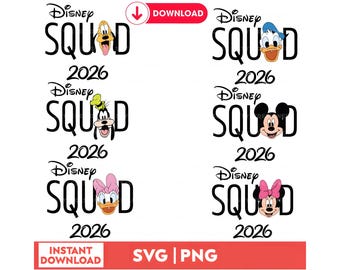 Disney Squad 2026 SVG Bundle, Mickey and Friends Trip PNG, Magical Kingdom Family Vacation, Disneyland Shirts,Mickey Minnie,Instant Download