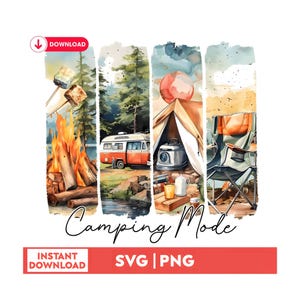 Camping Mode Png, Camping Svg, Camping Watercolo Sublimation Design, Camping Clipart, Camping T-Shirt Png, Camping Instant Digital Download