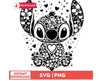 Floral Stitch SVG, PNG Cut Files (Digital Download)