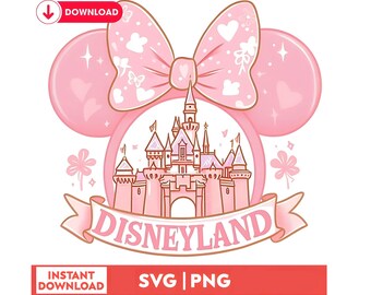 Pink Disneyland Castle Family Trip SVG, PNG (Digital Download)