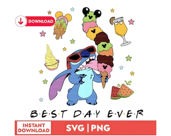 Best Day Ever Stitch Snacks SVG, Disney T-Shirt Design (Digital Download)