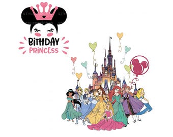 Birthday Princess Family Trip PNG, Magical Kingdom (Sublimation File)