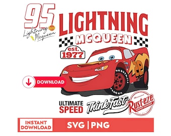 Lightning McQueen SVG, Cars Png, Sublimation Design (Digital File)