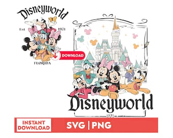 Mickey and Friends PNG SVG, DisneyWorld Kids Birthday T-Shirt & Party DIY , Instant Digital Download