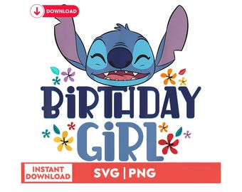Stitch Birthday SVG PNG, Kids Celebration (Digital File)