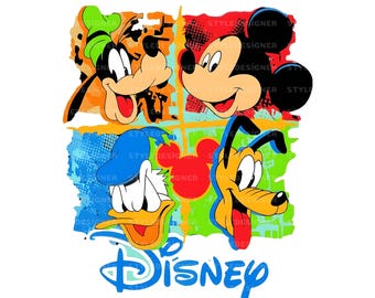 Retro Mouse and Friends Png, Mickey SVG, Silhouette (Digital Download)