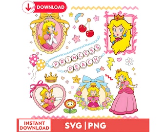 Princess Peach PNG, Cute Retro Gaming Shirt Design, Magical Pink Coquette Sublimation, Girl Birthday Trip 2026, Instant Digital Download