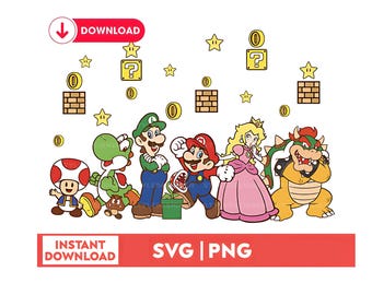 Super Mario Family SVG, PNG Clipart (Digital Download)