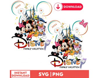 Disney Family Vacation 2026 SVG PNG, Mickey and Friends Trip Bundle, Magical Kingdom Castle Design, Disneyland Group Shirt Digital Download