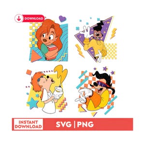 Retro 90s Goofy Movie Png, Max Goofy Roxanne Powerline Png, Disneyland World Tour Png, Goofy Movie Png, Birthday Gift, Digital Download