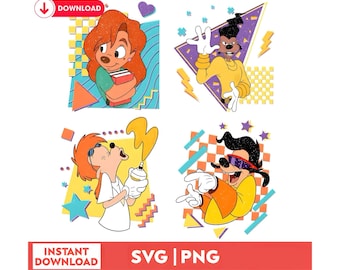 Retro 90s Goofy Movie PNG, Max, Roxanne, Powerline (pobieranie cyfrowe)