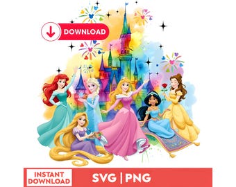 Watercolor Princess Castle PNG,Magical Squad Trip 2026 Shirt Design,Colorful Fireworks Sublimation, Princess Birthday Squad,Digital Download