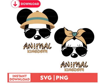 Mickey Minnie Safari SVG PNG Bundle, Animal Kingdom Trip (Digital Download)
