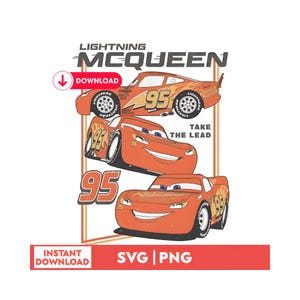 Lightning McQueen Retro SVG, Rust-eze 95 Racing PNG, Projekt koszulki „Cars Take the Lead”, Grafika z zabytkowym samochodem wyścigowym, Pobierz odzież uliczną z motywem Pucharu Tłoka