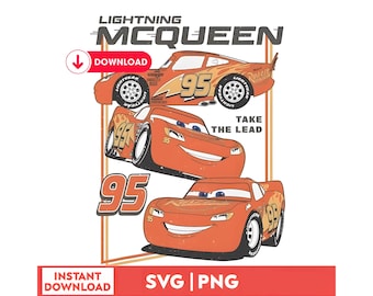 Lightning McQueen Retro SVG,Rust-eze 95 Racing PNG, Cars Take the Lead Shirt Design, Vintage Race Car Graphic,Piston Cup Streetwear Download