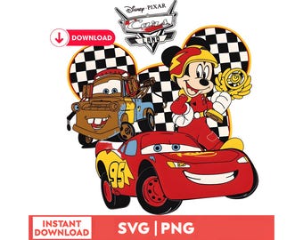 Lightning McQueen i Myszka Miki PNG SVG, Clipart Samochody (Pobierz Plik Cyfrowy)