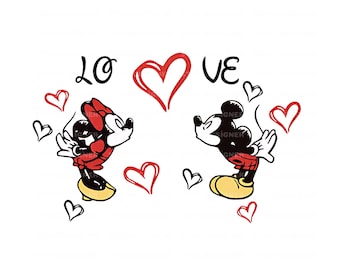 Mickey and Minnie Love, Disney Couple SVG PNG (Digital Download)