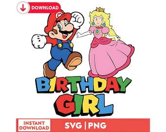 Princess Peach Birthday Girl, Super Mario PNG (Digital Download)