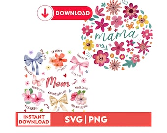 Blumen Mama PNG Bundle, Mama Sublimationsdesign (Digitaler Download)