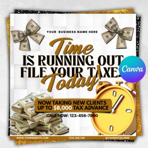 Tax Prep Service Flyer, Tax Flyers 2026, Income Tax Preparer Flyers, Accounting Services Flyers, Credit Repair Flyer. Canva Template