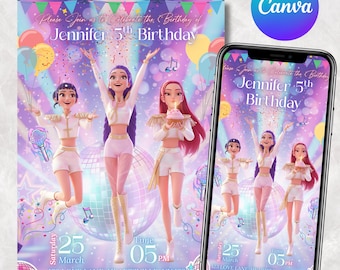 KPOP Demon Hunters Invitation, KPOP Demon Hunters Birthday invitation, EDITABLE K Pop Birthday Invitation, K Pop Warriors Invitation