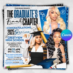 Graduate Flyer, Graduation Party Flyer, Graduation Invitation, College Decision, Class of 2025 Flyer, Senior Grad Announce, Canva Editable