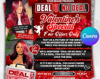 Valentine Deal or No Deal Flyer, Deal Or No Deal Flyer, February Booking Flyer, Valentine Booking Flyer, Valentine Special Flyer,DIYtemplate