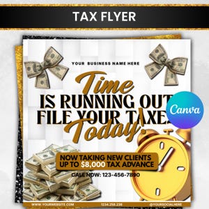 Tax Prep Service Flyer, Tax Flyers 2026, Income Tax Preparer Flyers, Accounting Services Flyers, Credit Repair Flyer. Canva Template