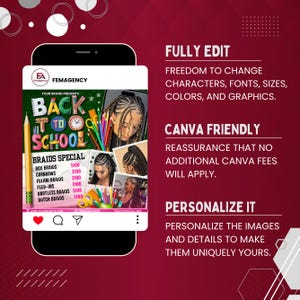 Back To School Flyer, Back to school sale flyer, Back to school Hair flyer, DIY canva template, Back 2 School Flyer, Braid Special Flyer