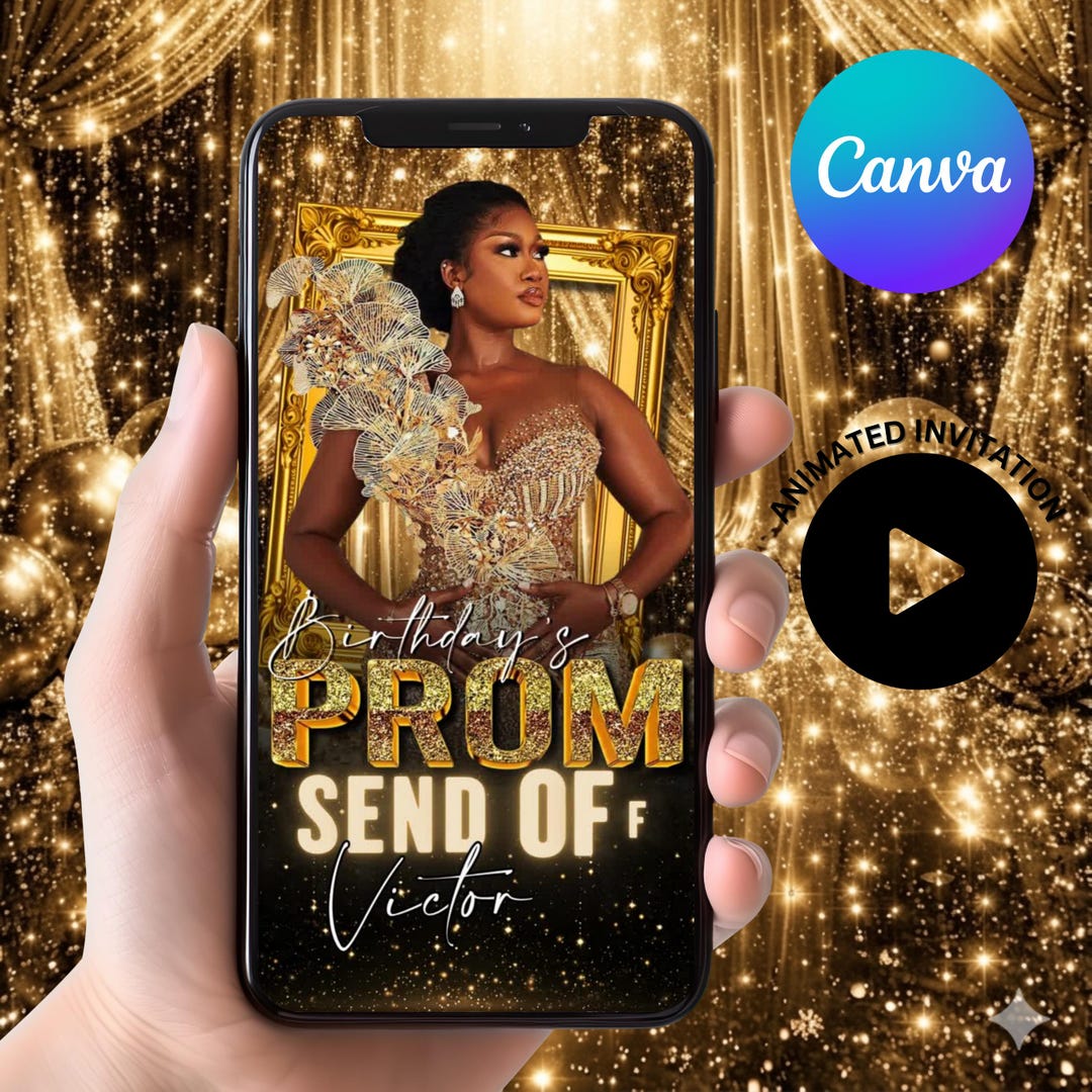 Animated Glam Gold Prom Send off Invitation (digital Download) - Etsy