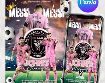 Messi Birthday Invitation, Iconic Celebration , Editable Messi Invitation, Canva Template, Soccer Birthday Invite, Soccer birthday Invite