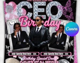 CEO Birthday Flyer, CEO Birthday Sale Flyer, Zodiac Season Birthday Flyer, CEO Birthday Special Flyer, Hair Stylist, Lash Tech, Nail Tech