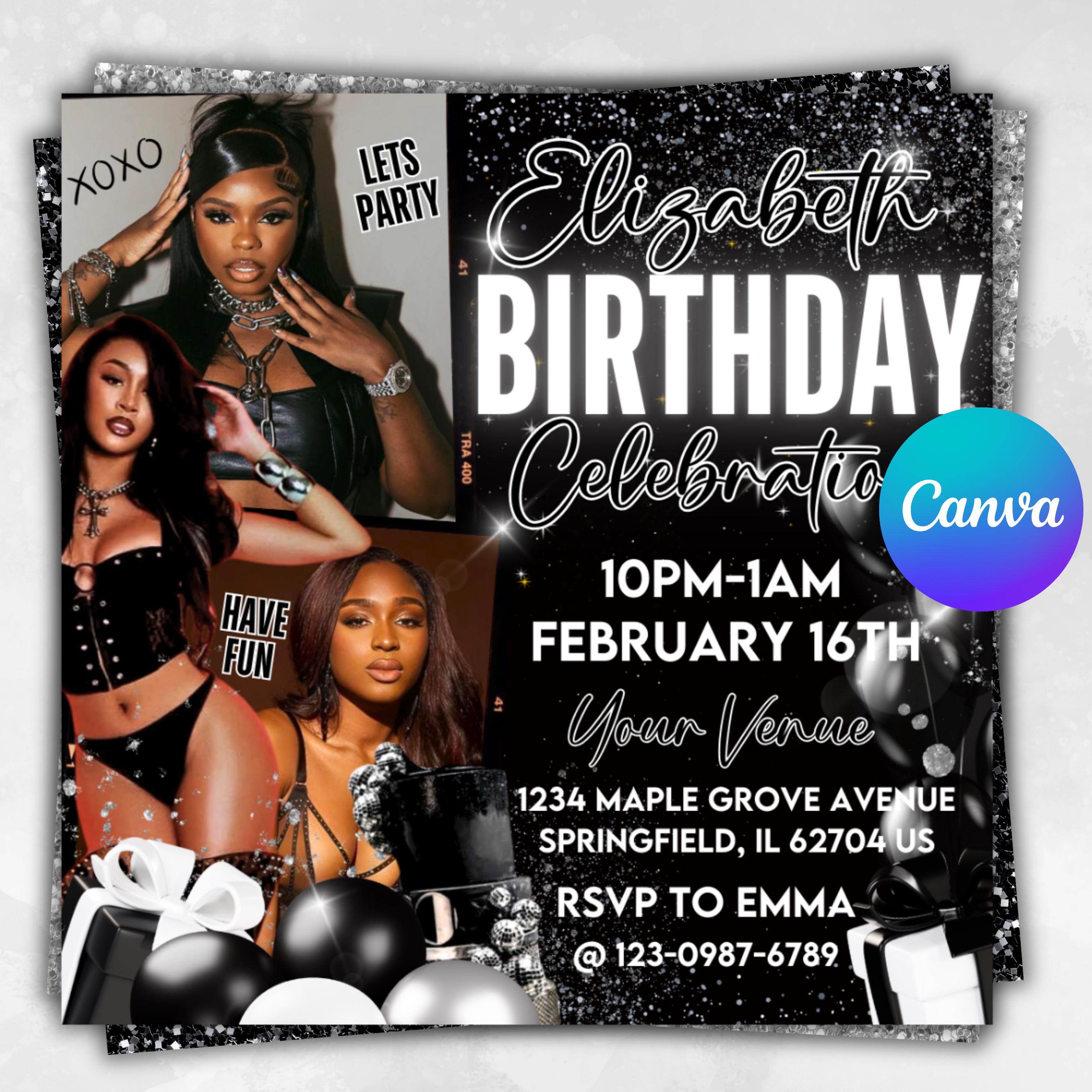 Editable Birthday Flyer, Happy Birthday Flyer, Pisces birthday flyer, Birthday event flyer, Birthday Party Invite Flyer, Girl Birthday Flyer