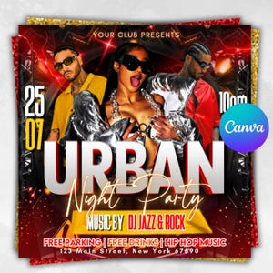 Urban DJ Party Flyer Template: Editable Canva Design (1080x1080px)