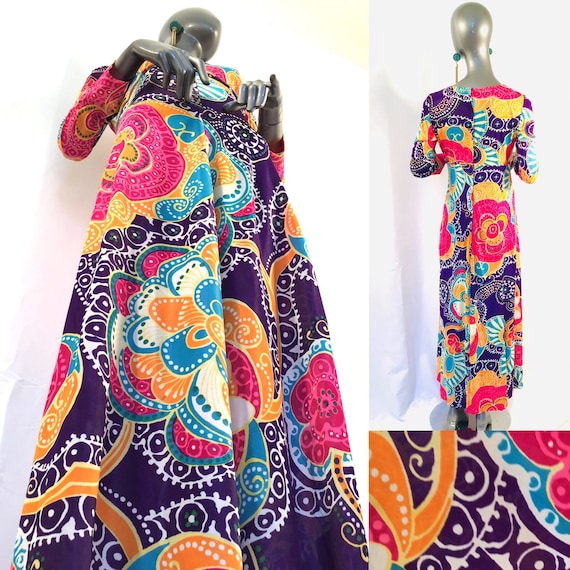 60s Psychedelic Mod BoHo Hippy Empire Dress