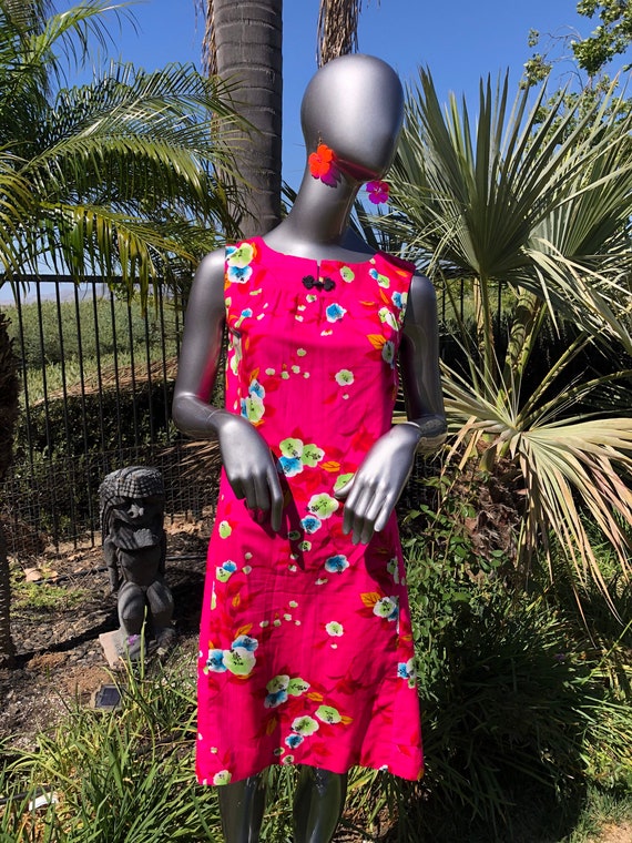 Hot pink cherry blossom dress Hawaiian Togs