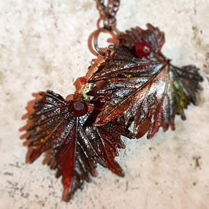 Copper leaf as a necklace, handmade, unique piece, natural jewelry made from a real leaf, double-sided, great gift, unique design