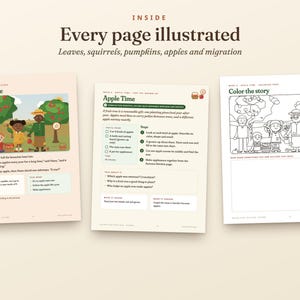 Estudio de la naturaleza en otoño para niños, unidad didáctica de otoño para la educación en casa, ciclos de vida de la calabaza y la manzana, edades de 5 a 10 años. imagen 3