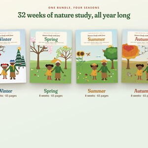 Programa de estudio de la naturaleza para niños durante todo el año, paquete didáctico para la educación en casa sobre las cuatro estaciones, más de 300 páginas, edades de 5 a 10 años. imagen 2