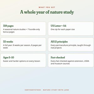 Programa de estudio de la naturaleza para niños durante todo el año, paquete didáctico para la educación en casa sobre las cuatro estaciones, más de 300 páginas, edades de 5 a 10 años. imagen 6