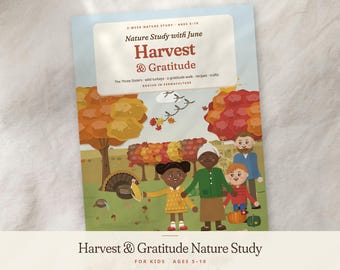 Estudio de la naturaleza "Cosecha y gratitud" para niños: Tres hermanas, pavo salvaje (descarga digital)